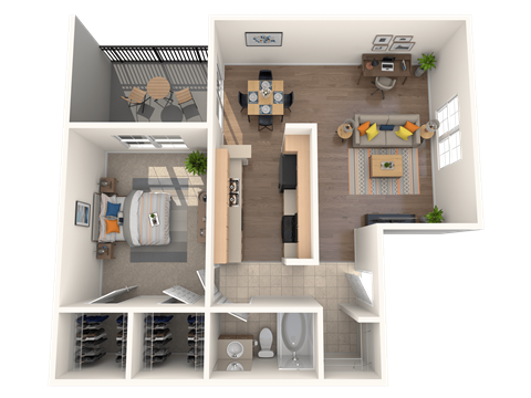 Westchase apartments in Harvey, LA photo of A4 floorplan one bedroom one bathroom